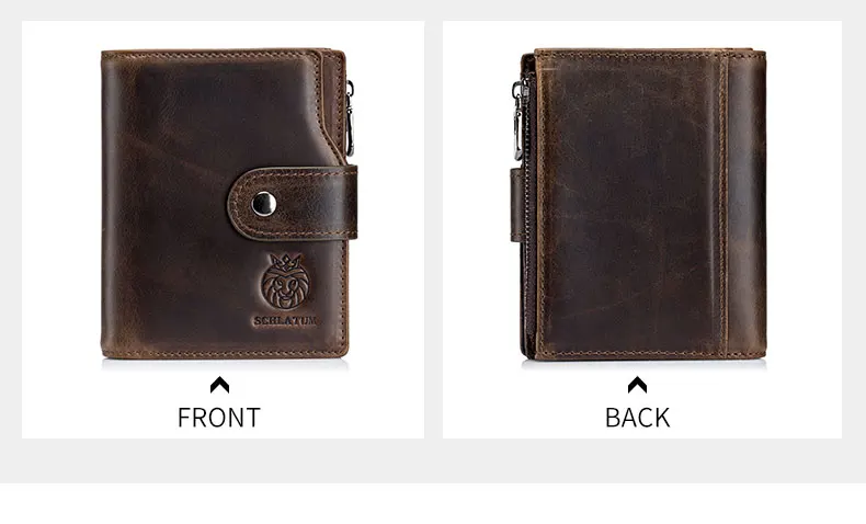 SCHLATUM Genuine Leather Men Business Wallet RFID Men Card Id Holder Coin Purse Travel Wallet  Anti-theft Swipe
