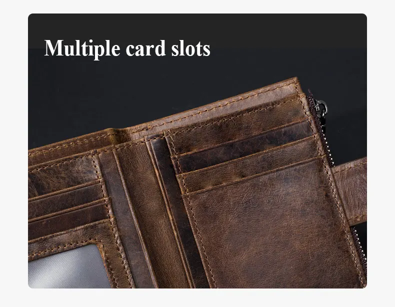 SCHLATUM Genuine Leather Men Business Wallet RFID Men Card Id Holder Coin Purse Travel Wallet  Anti-theft Swipe