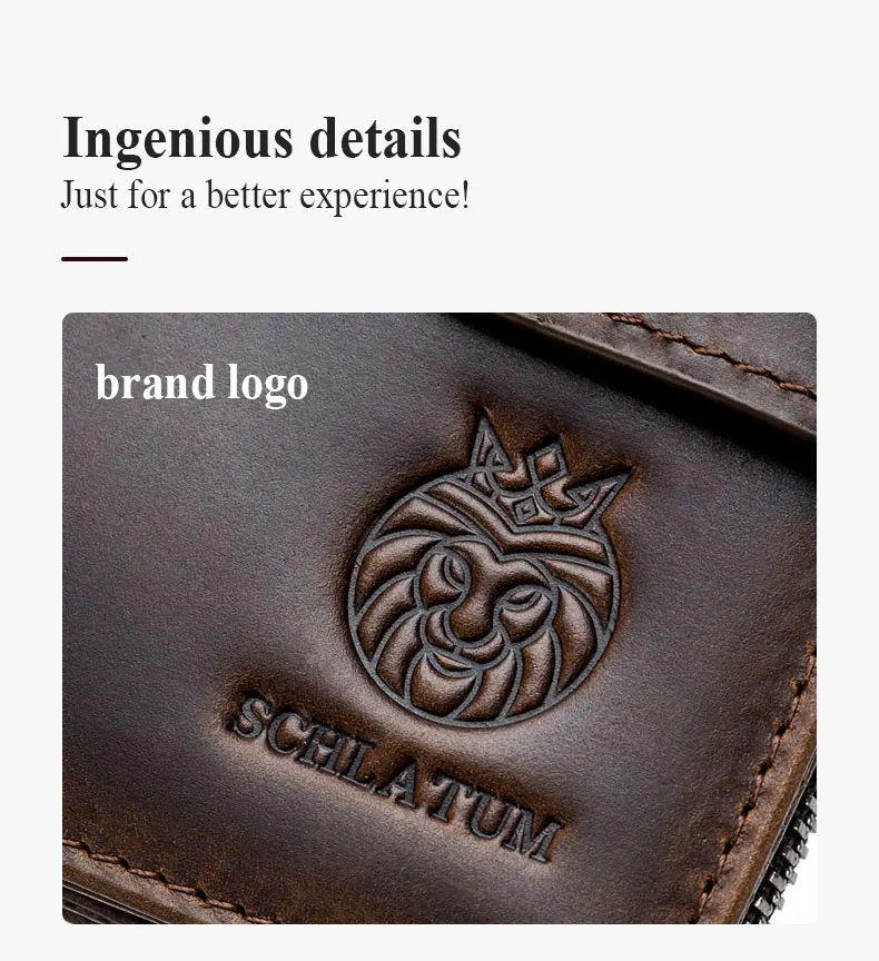 SCHLATUM Genuine Leather Men Business Wallet RFID Men Card Id Holder Coin Purse Travel Wallet  Anti-theft Swipe