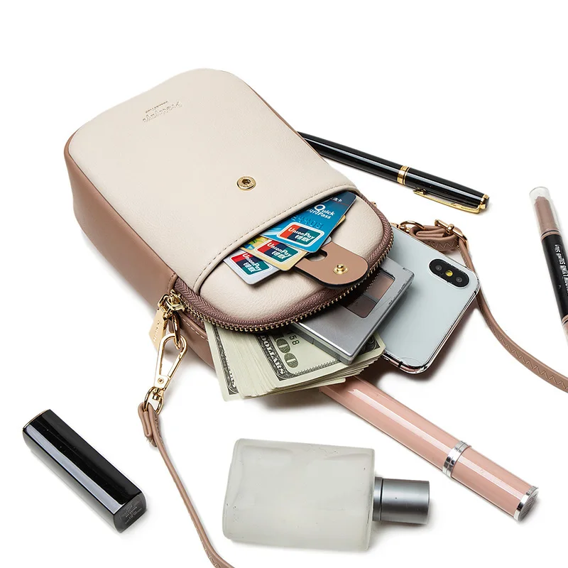 2026 Spring and Summer New Mobile Phone Bag Female Japanese and South Korean PU Soft Small Fresh High-Grade Fashion Zipper Large
