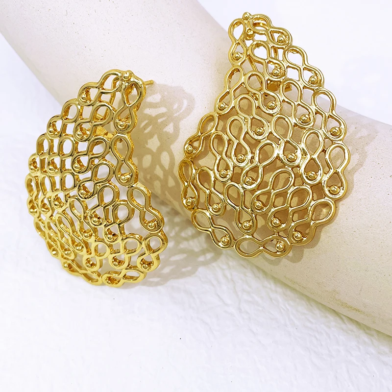Women Hoop Earrings 18K Gold Plated Latest Fashion Jewelry Wedding Party Gift Accessories 2023 Trending
