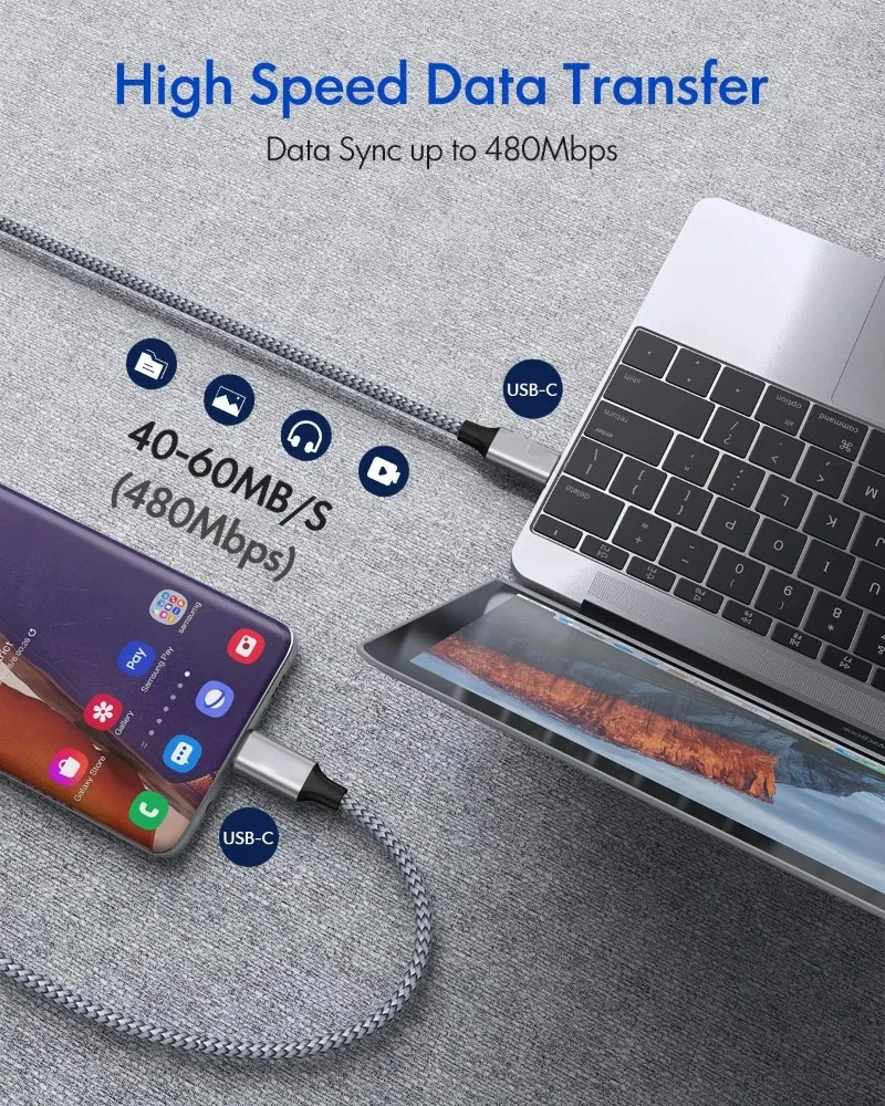 8m 5m 3m Long Type c Cable Fast Charging USB C cable Data Transmission C to C Charging Cord For Samsung S21 S20 OPPO VIVO Xiaomi
