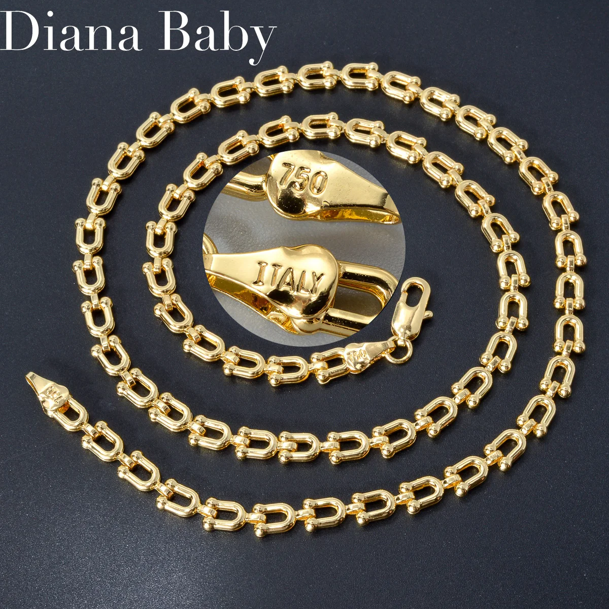 45/50/55/60cm U Shape Chain Hip Hop Punk Thick Chain Necklace Classic Gold Color Choker Unisex Statement Jewelry Gifts