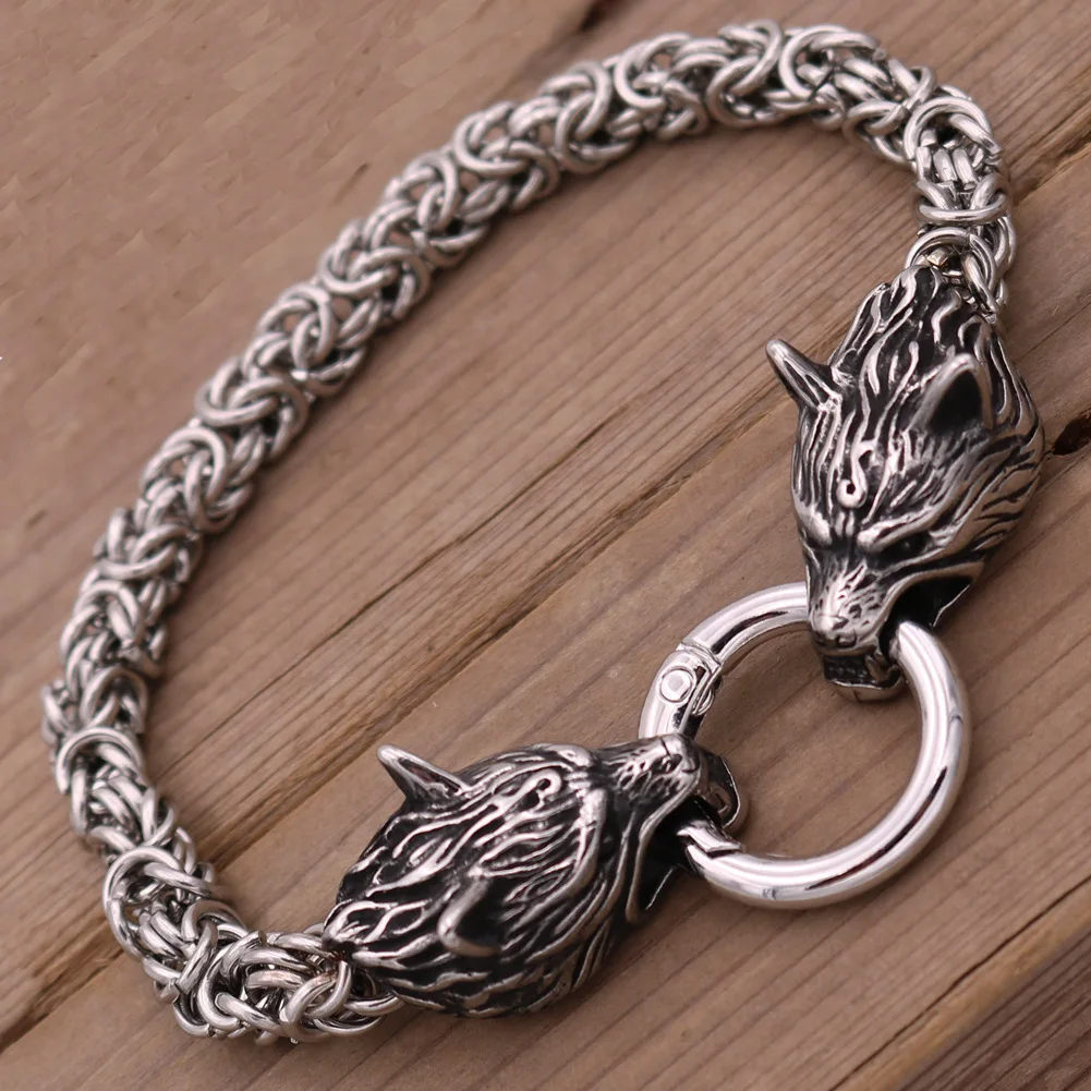 New 316L Stainless Steel Hip Hop Gothic Skull Wolf Head Dragon Bracelet for Men Women Punk Solid Metal Jewelry Gift