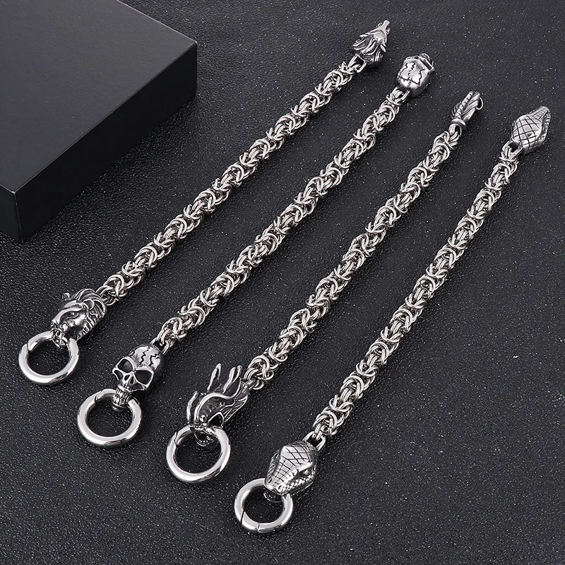 New 316L Stainless Steel Hip Hop Gothic Skull Wolf Head Dragon Bracelet for Men Women Punk Solid Metal Jewelry Gift