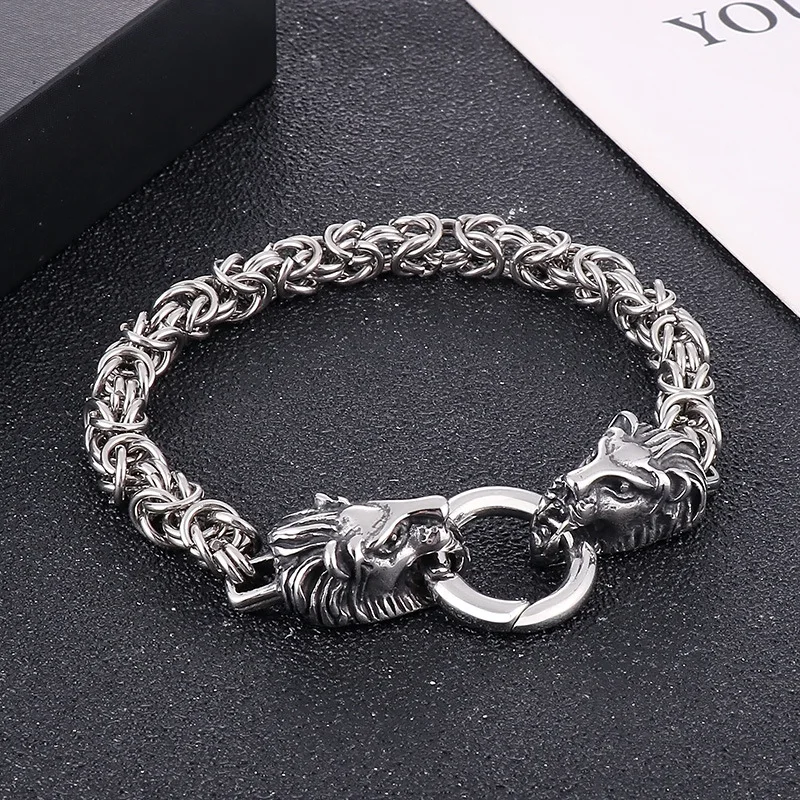 New 316L Stainless Steel Hip Hop Gothic Skull Wolf Head Dragon Bracelet for Men Women Punk Solid Metal Jewelry Gift