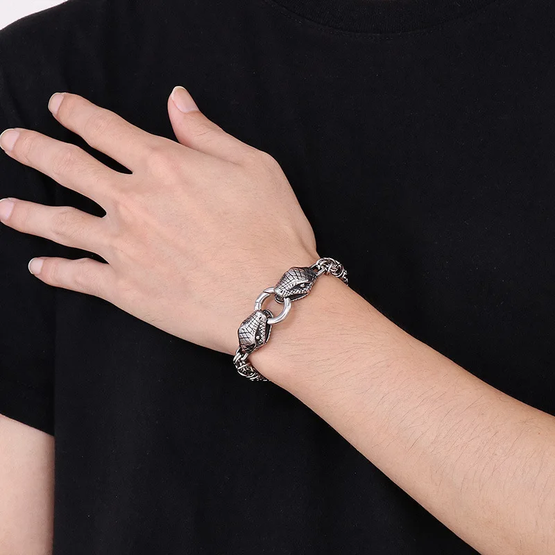 New 316L Stainless Steel Hip Hop Gothic Skull Wolf Head Dragon Bracelet for Men Women Punk Solid Metal Jewelry Gift