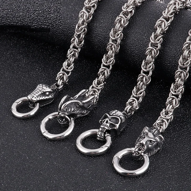 New 316L Stainless Steel Hip Hop Gothic Skull Wolf Head Dragon Bracelet for Men Women Punk Solid Metal Jewelry Gift