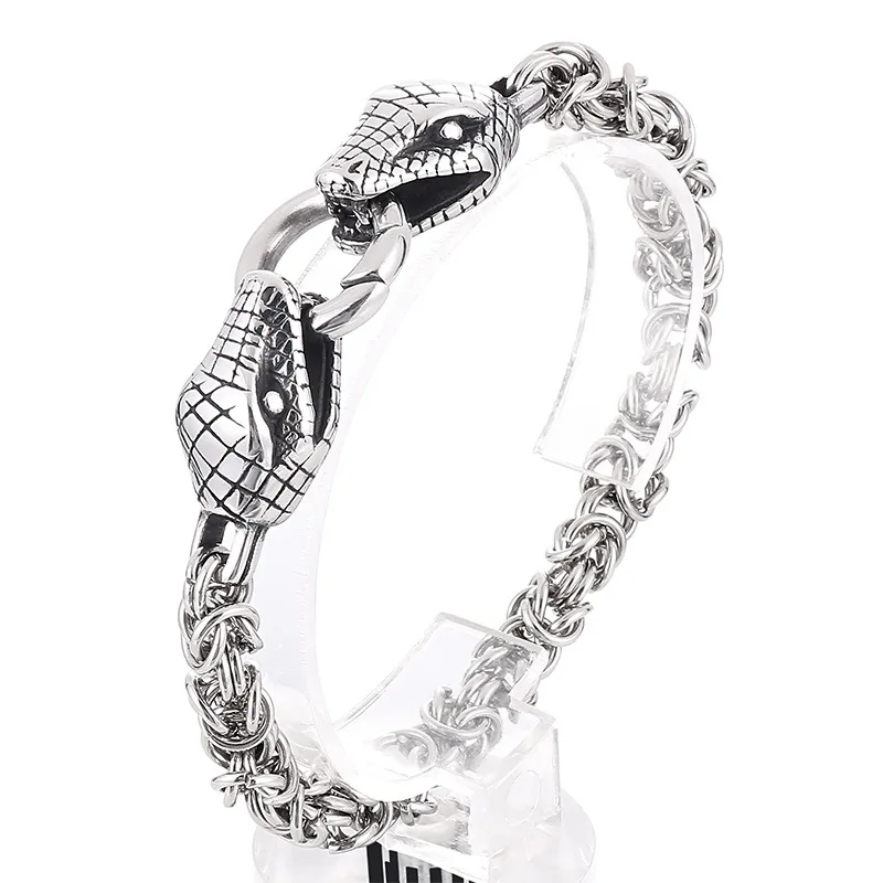 New 316L Stainless Steel Hip Hop Gothic Skull Wolf Head Dragon Bracelet for Men Women Punk Solid Metal Jewelry Gift