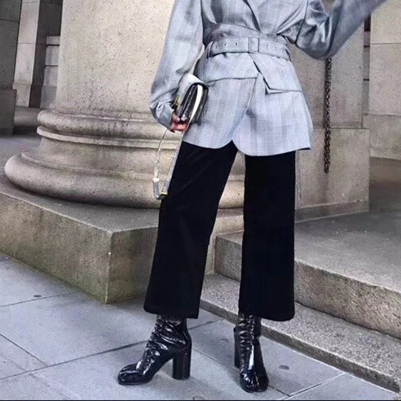 2026 Luxury Brand Design Leather Tabi Boots Fashion Round Chunky High Heel Ankle Boots For Women Autumn Winter Split Toe Shoes