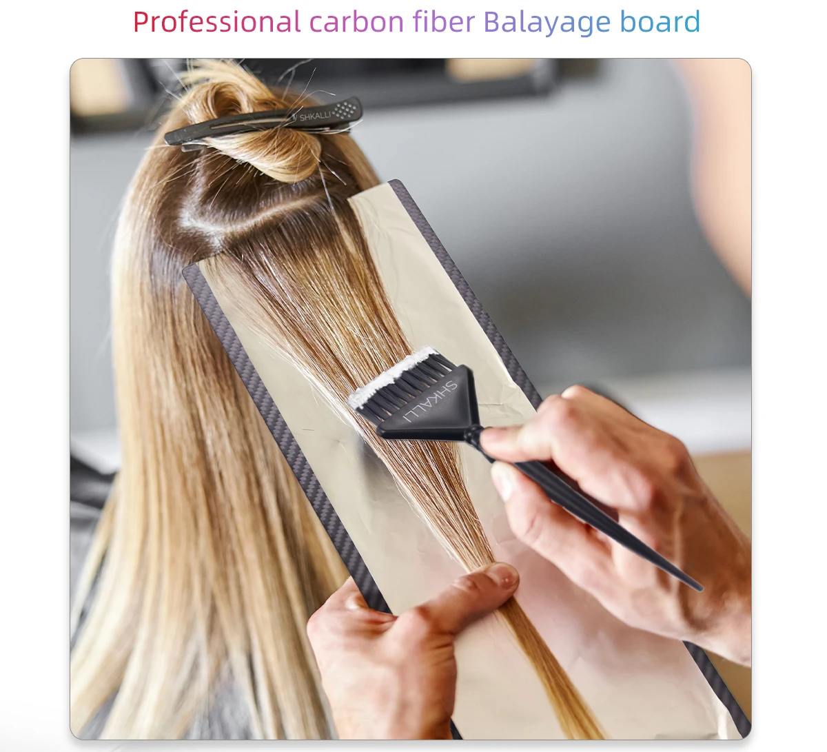 SHKALLI Professional Carbon Fibre Hair Balayage Board and Brush Set Hair Dyeing Tool Kit for Hairdressers