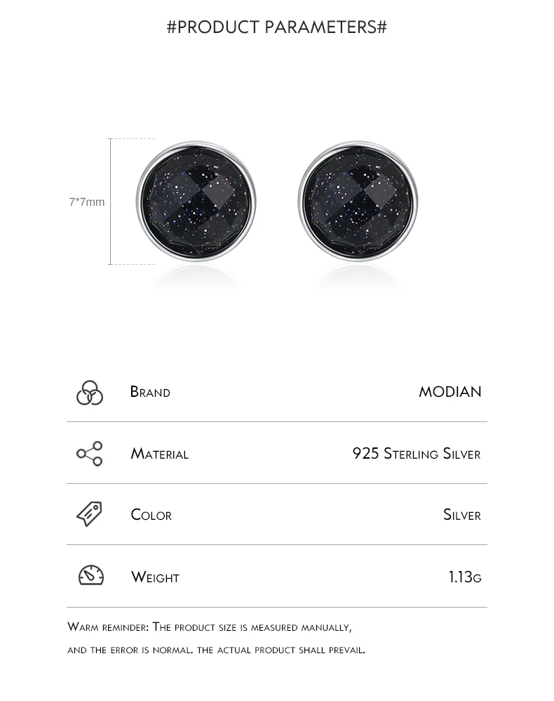 MODIAN 925 Sterling Silver Natural Aventurine Sparkling Round Stud Earrings For Women Birthday Fine Jewelry Gift Accessories