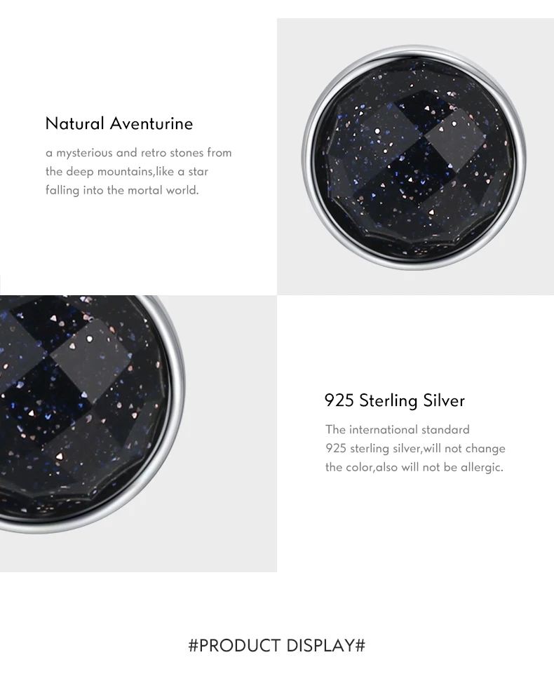 MODIAN 925 Sterling Silver Natural Aventurine Sparkling Round Stud Earrings For Women Birthday Fine Jewelry Gift Accessories