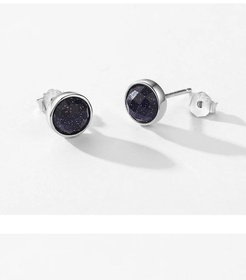 MODIAN 925 Sterling Silver Natural Aventurine Sparkling Round Stud Earrings For Women Birthday Fine Jewelry Gift Accessories