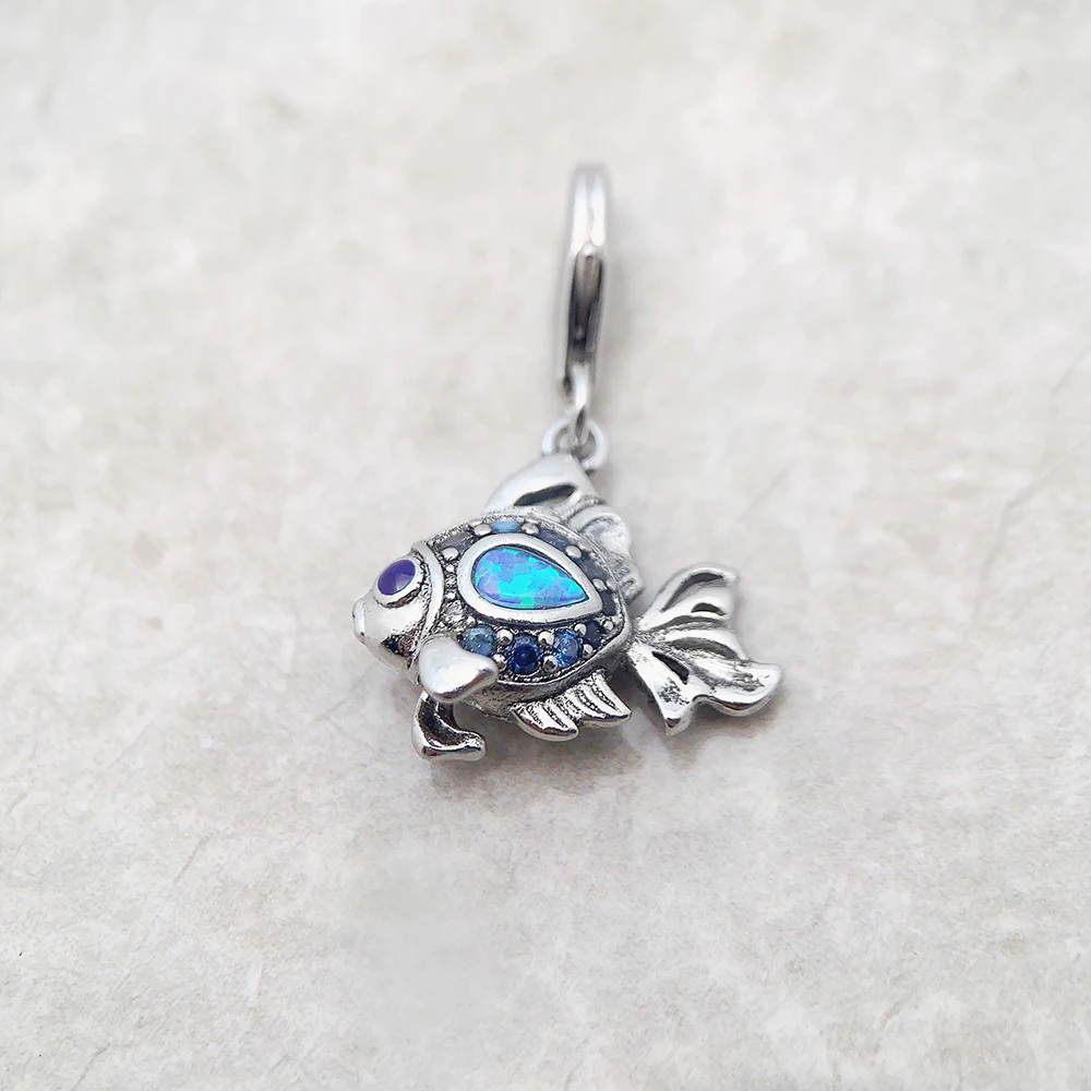 Blue Maritime Fish Charm Pendant 2023 Spring 925 Sterling Silver Trendy Lucky Gift For Women Jewelry