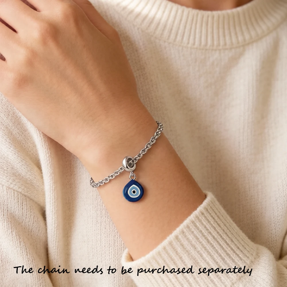 Nazar Eye Solid 925 Sterling Silver Dangle Charm Protection Pendant Women Summer Fine Jewelry