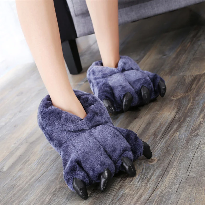 2022 New Arrival Women's Paw Slippers Designer Funny Animal Claw Home Furry Shoes Women Men Plush Warm Slippers Furry Slides