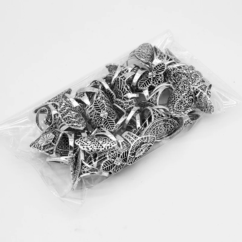 Wholesale 50pcs/lot Hollow Heart Love Crown Flower Mix Style Fashion Finger Rings for Women Wedding Gift Jewelry