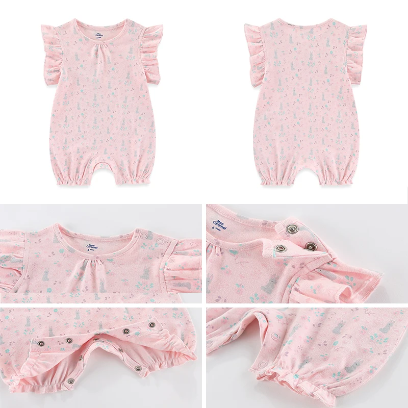 Kiddiezoom 2 Pcs/Lot Summer Cute Cartoon Short Sleeve Baby Boy Girl Rompers 100%Cotton Newborn Jumpsuit Clothing