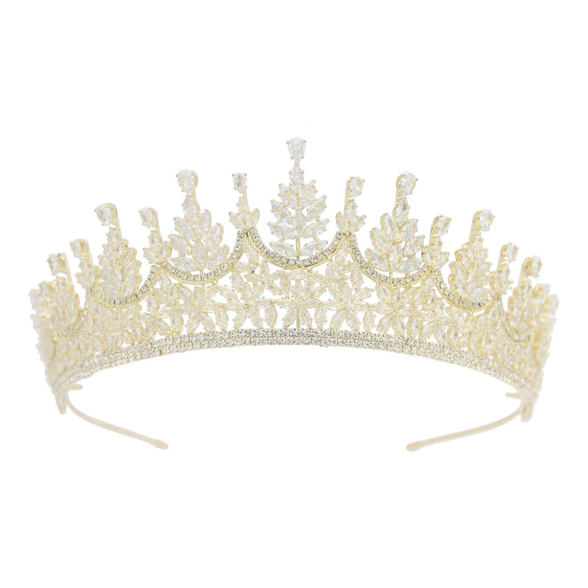 Bride Crowns For Wedding Headdress Cubic Zirconia CZ Luxury Tiaras Crowns For Women Sweet 16 Pageant Prom Hair Jewelry Headpiece