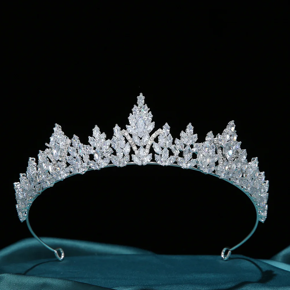 Bride Crowns For Wedding Headdress Cubic Zirconia CZ Luxury Tiaras Crowns For Women Sweet 16 Pageant Prom Hair Jewelry Headpiece