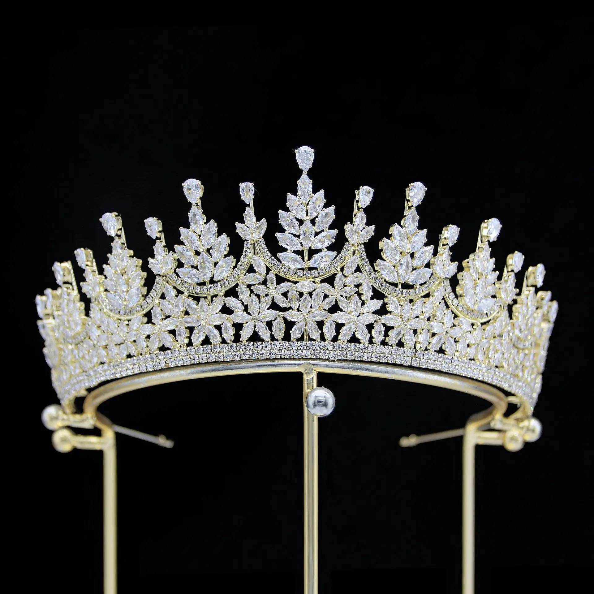 Bride Crowns For Wedding Headdress Cubic Zirconia CZ Luxury Tiaras Crowns For Women Sweet 16 Pageant Prom Hair Jewelry Headpiece
