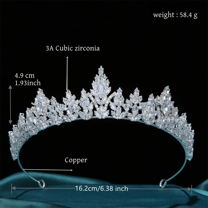 Bride Crowns For Wedding Headdress Cubic Zirconia CZ Luxury Tiaras Crowns For Women Sweet 16 Pageant Prom Hair Jewelry Headpiece