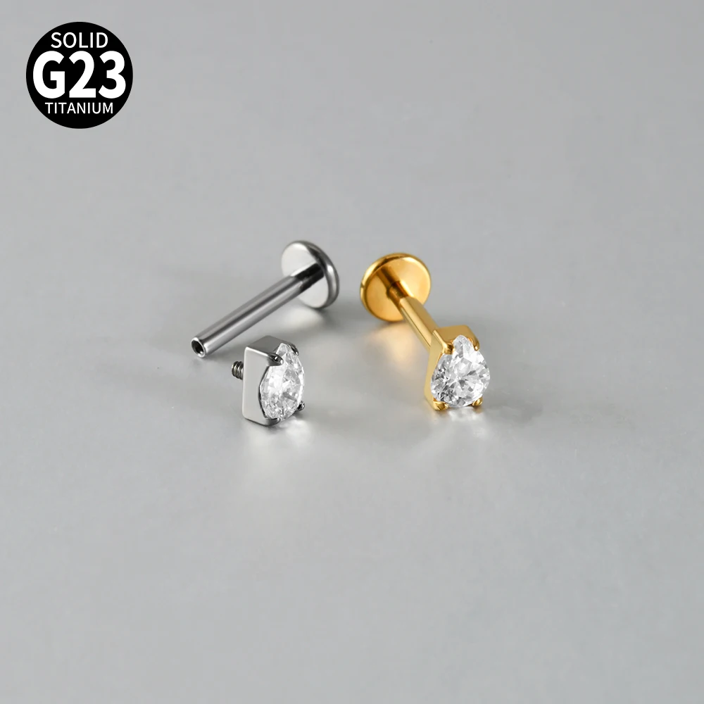 7Pcs Mixed Styles G23 Titanium Internally Thread Labret Stud Marquise White CZ Cartilage Tragus Helix Lobe Piercing Body Jewelry