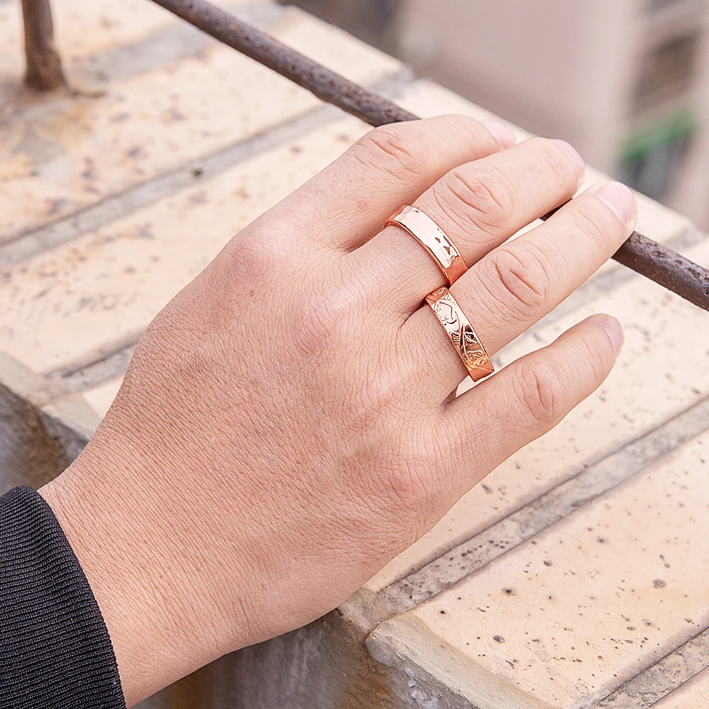 Pure Copper Rings Magnetic Health Energy Finger Open Cuff Adjustable Ring Women Men Wedding Bands 6mm Wide Minimalist Jewelry