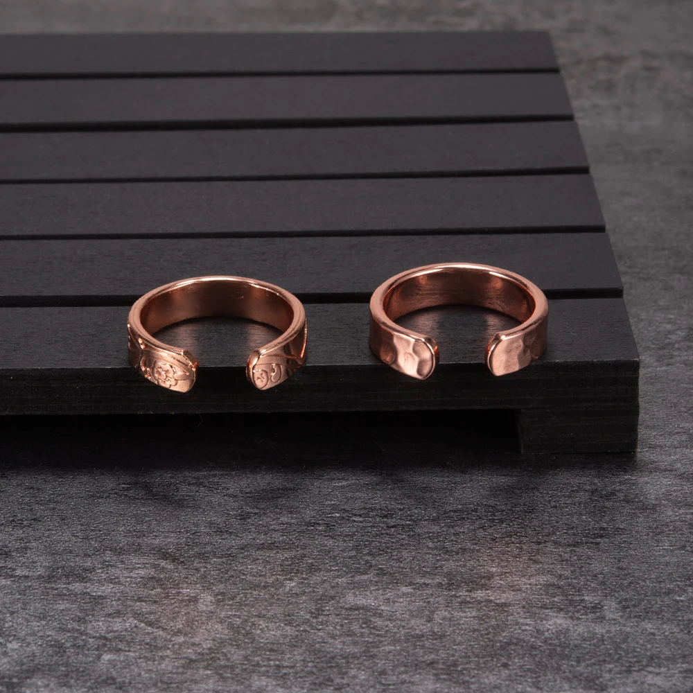 Pure Copper Rings Magnetic Health Energy Finger Open Cuff Adjustable Ring Women Men Wedding Bands 6mm Wide Minimalist Jewelry