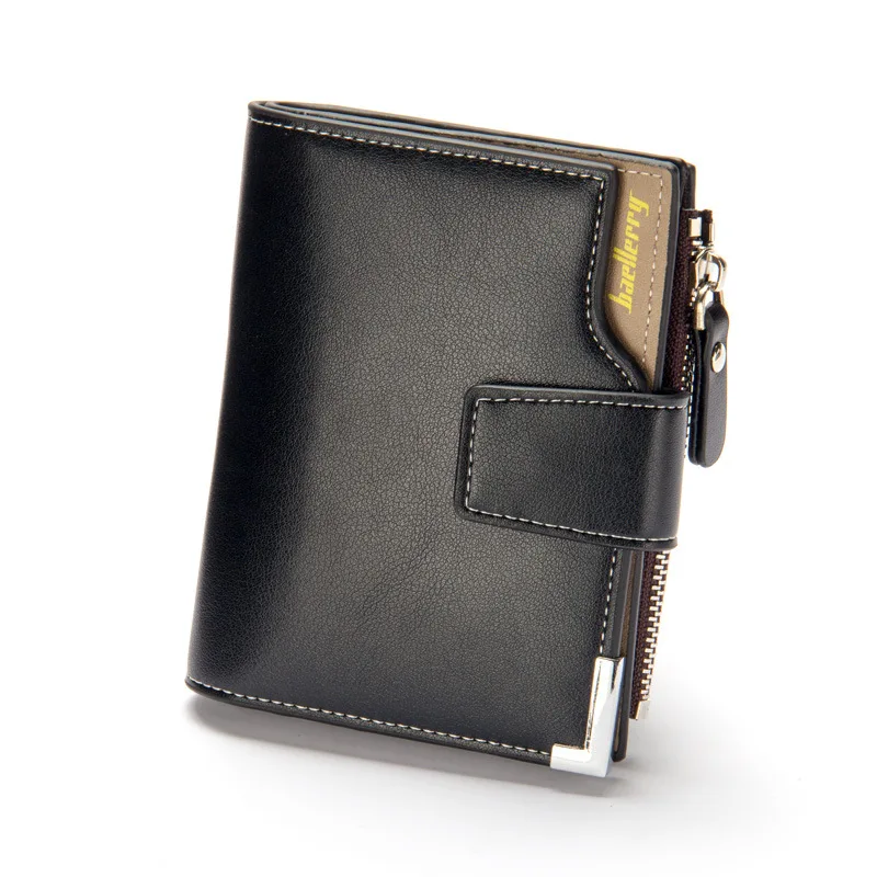 Short Luxury Men Wallets Zipper Coin Pocket Card Holder Male Wallet Clutch Photo Holder Name Engraved Brand Man Wallet