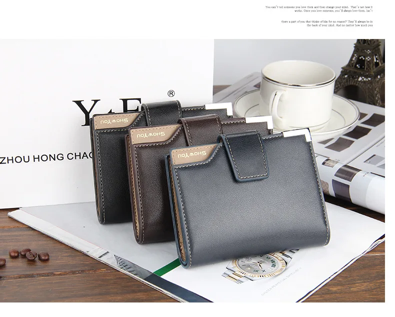 Short Luxury Men Wallets Zipper Coin Pocket Card Holder Male Wallet Clutch Photo Holder Name Engraved Brand Man Wallet