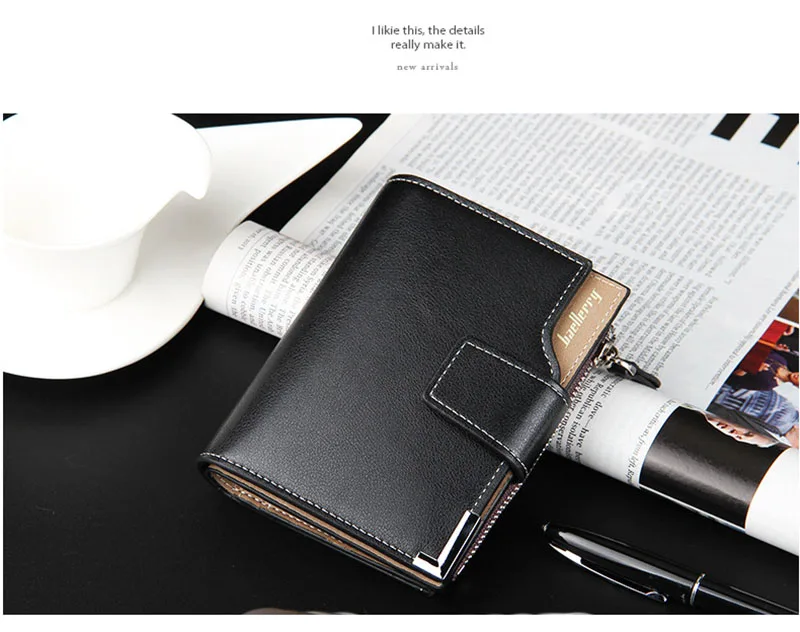 Short Luxury Men Wallets Zipper Coin Pocket Card Holder Male Wallet Clutch Photo Holder Name Engraved Brand Man Wallet