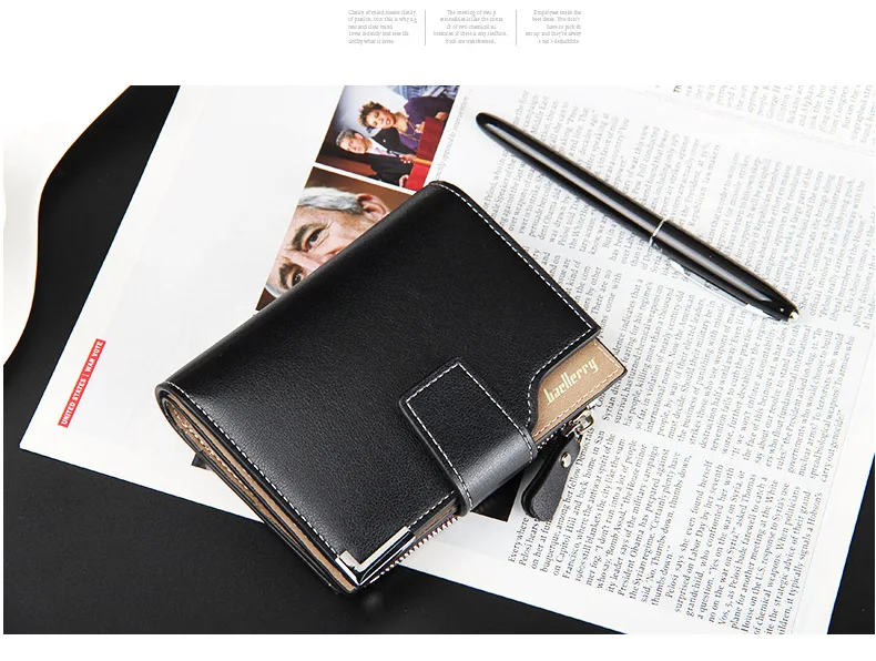 Short Luxury Men Wallets Zipper Coin Pocket Card Holder Male Wallet Clutch Photo Holder Name Engraved Brand Man Wallet