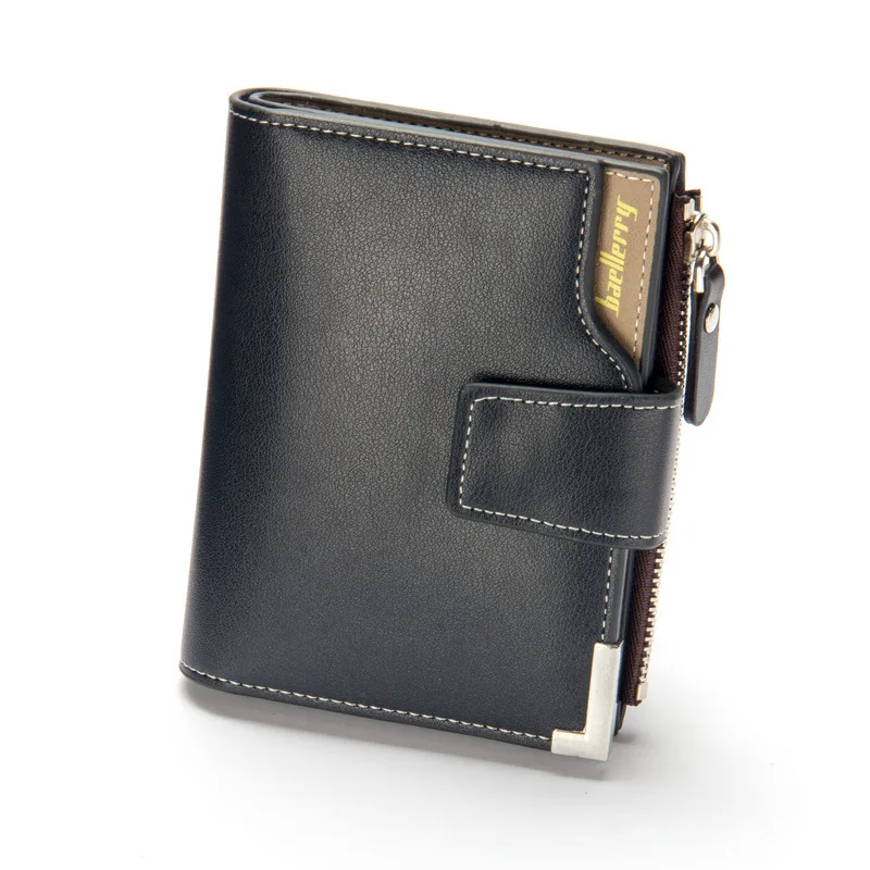 Short Luxury Men Wallets Zipper Coin Pocket Card Holder Male Wallet Clutch Photo Holder Name Engraved Brand Man Wallet