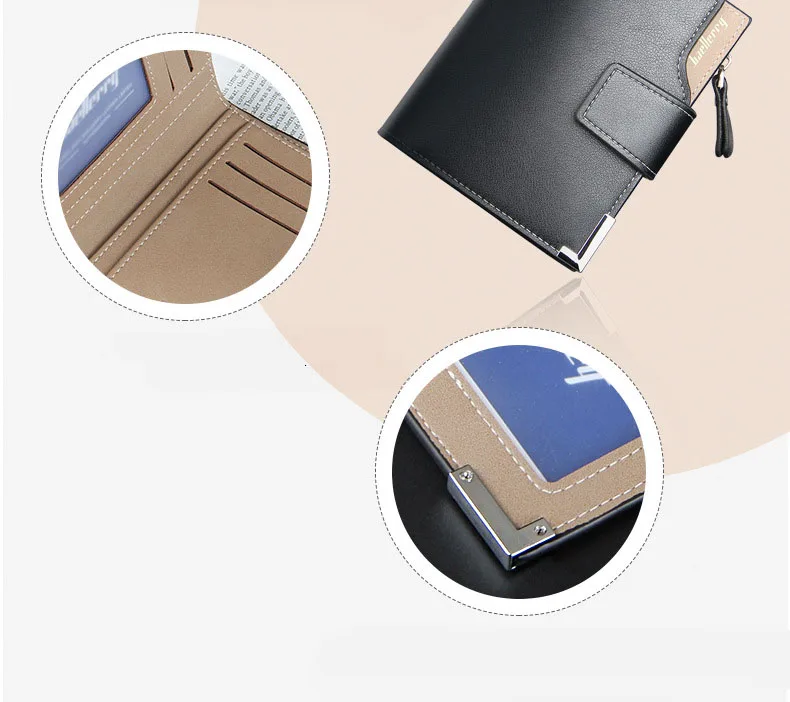 Short Luxury Men Wallets Zipper Coin Pocket Card Holder Male Wallet Clutch Photo Holder Name Engraved Brand Man Wallet