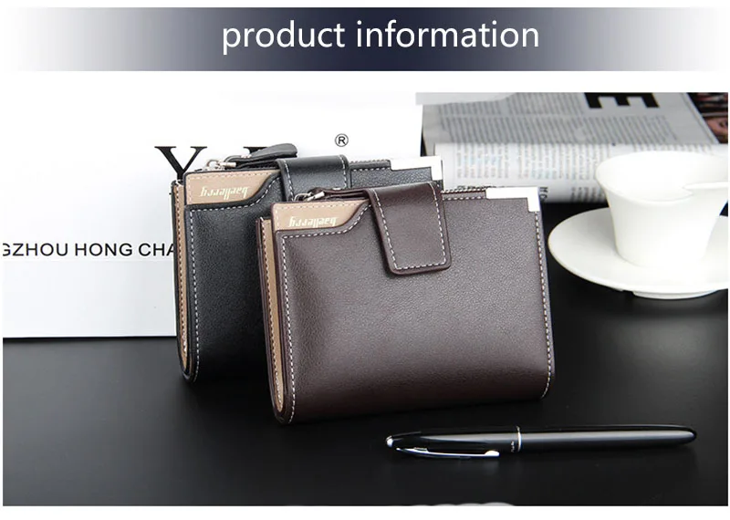 Short Luxury Men Wallets Zipper Coin Pocket Card Holder Male Wallet Clutch Photo Holder Name Engraved Brand Man Wallet