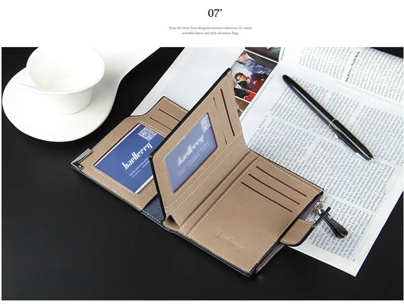 Short Luxury Men Wallets Zipper Coin Pocket Card Holder Male Wallet Clutch Photo Holder Name Engraved Brand Man Wallet