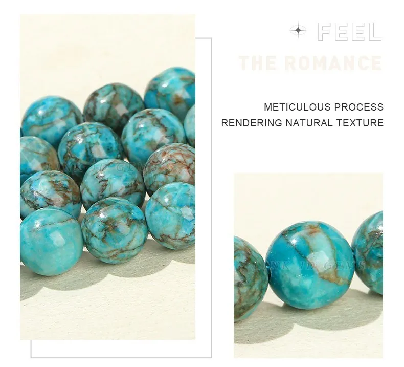 Natural South African Blue Turquoise Bead Round Loose Spacer Bead For Jewelry Making Diy Necklace Bracelet Accessory Needlework