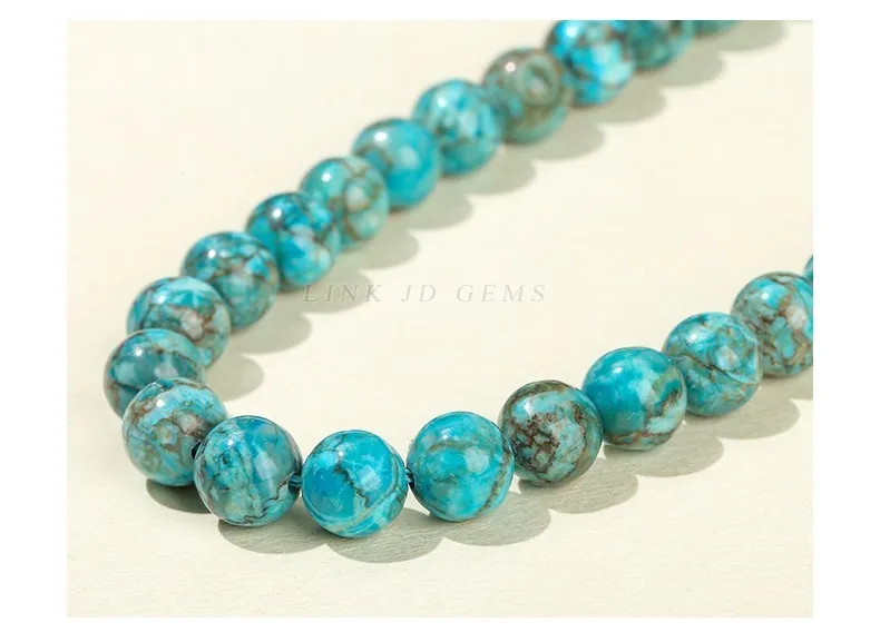 Natural South African Blue Turquoise Bead Round Loose Spacer Bead For Jewelry Making Diy Necklace Bracelet Accessory Needlework