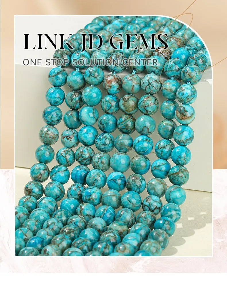 Natural South African Blue Turquoise Bead Round Loose Spacer Bead For Jewelry Making Diy Necklace Bracelet Accessory Needlework