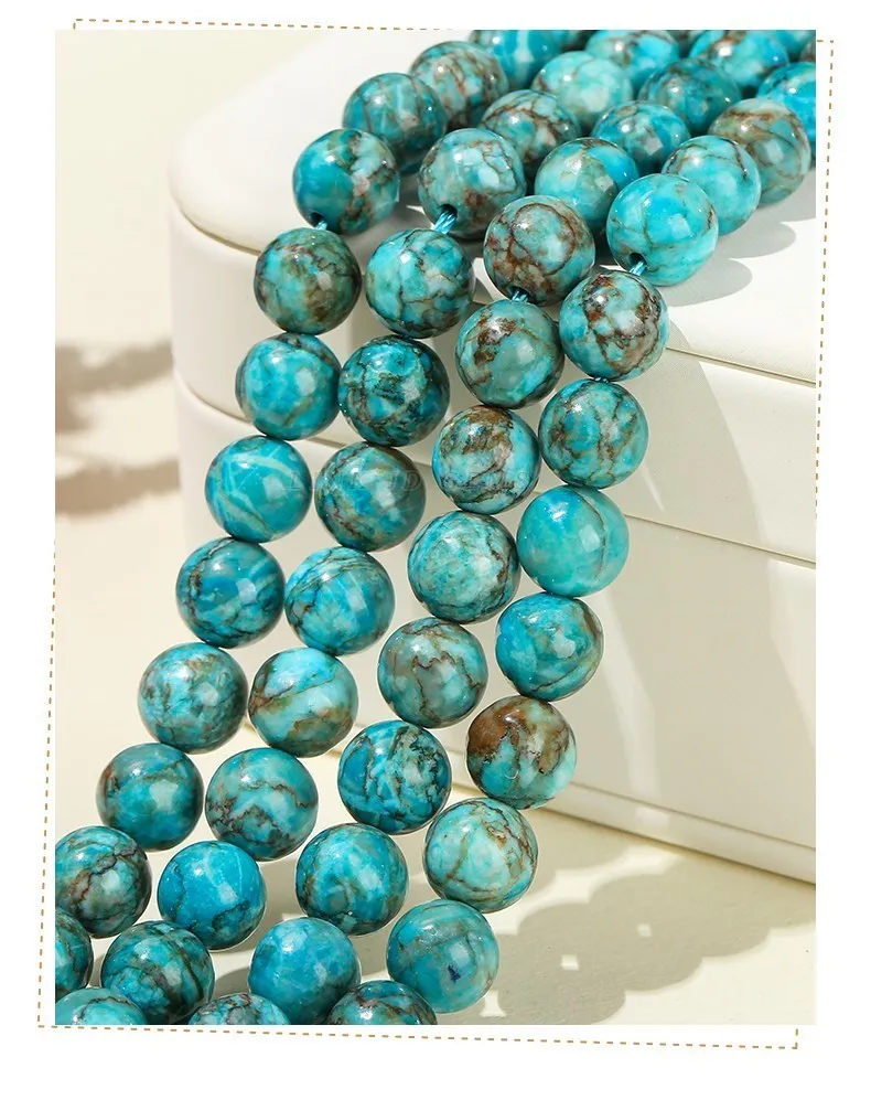 Natural South African Blue Turquoise Bead Round Loose Spacer Bead For Jewelry Making Diy Necklace Bracelet Accessory Needlework