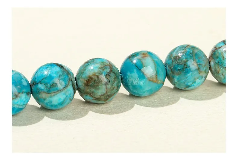 Natural South African Blue Turquoise Bead Round Loose Spacer Bead For Jewelry Making Diy Necklace Bracelet Accessory Needlework