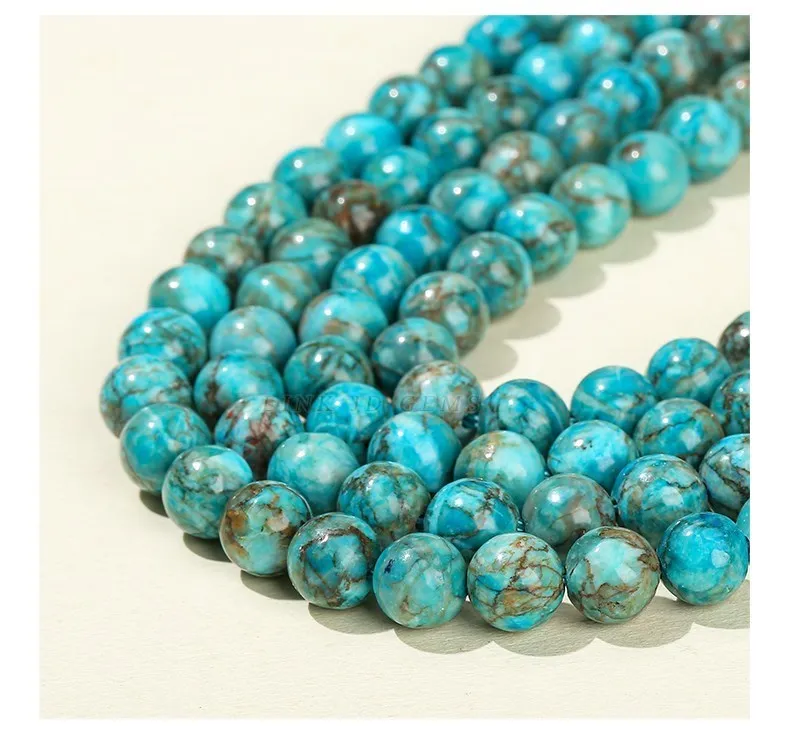 Natural South African Blue Turquoise Bead Round Loose Spacer Bead For Jewelry Making Diy Necklace Bracelet Accessory Needlework