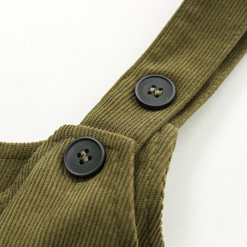 Girls Retro Corduroy Dress Autumn New Baby Kids Sleeveless Adjustable Straps Buttons Loose Sweet Princess Dresses TZ334