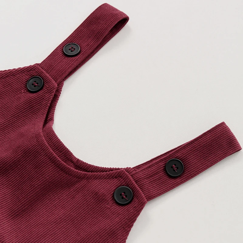 Girls Retro Corduroy Dress Autumn New Baby Kids Sleeveless Adjustable Straps Buttons Loose Sweet Princess Dresses TZ334