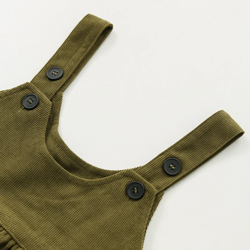 Girls Retro Corduroy Dress Autumn New Baby Kids Sleeveless Adjustable Straps Buttons Loose Sweet Princess Dresses TZ334