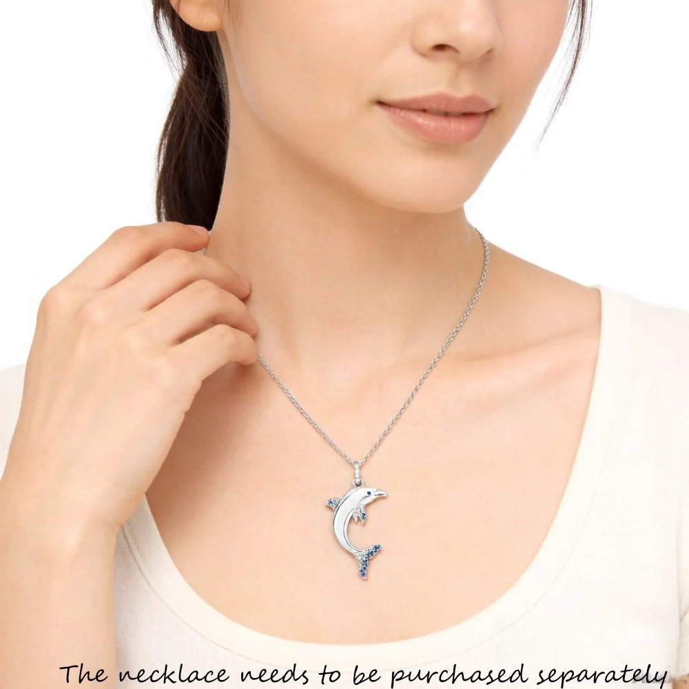 Pendant Dolphin Blue Brand 925 Sterling Silver Glam Jewelry 2023 Europe Style Accessorie Soul Lucky Gift For Woman