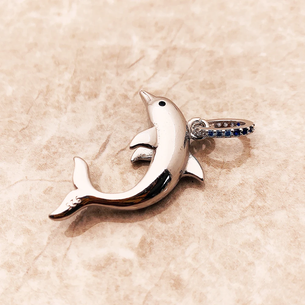 Pendant Dolphin Blue Brand 925 Sterling Silver Glam Jewelry 2023 Europe Style Accessorie Soul Lucky Gift For Woman