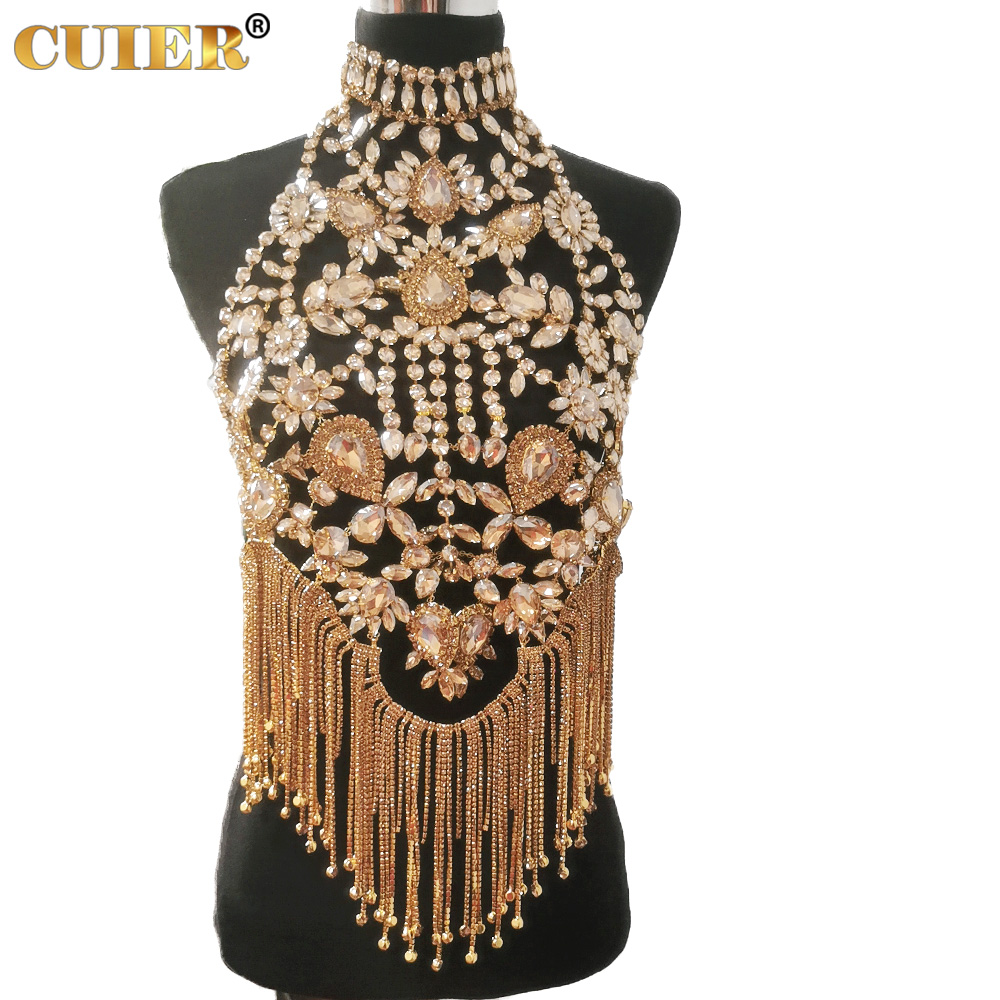 Rhinestones SS28 Dazzling17CM Long Tassel Clip on Earring for Women Jewelry Crystal AB Big Size Accessories for Drag Queen